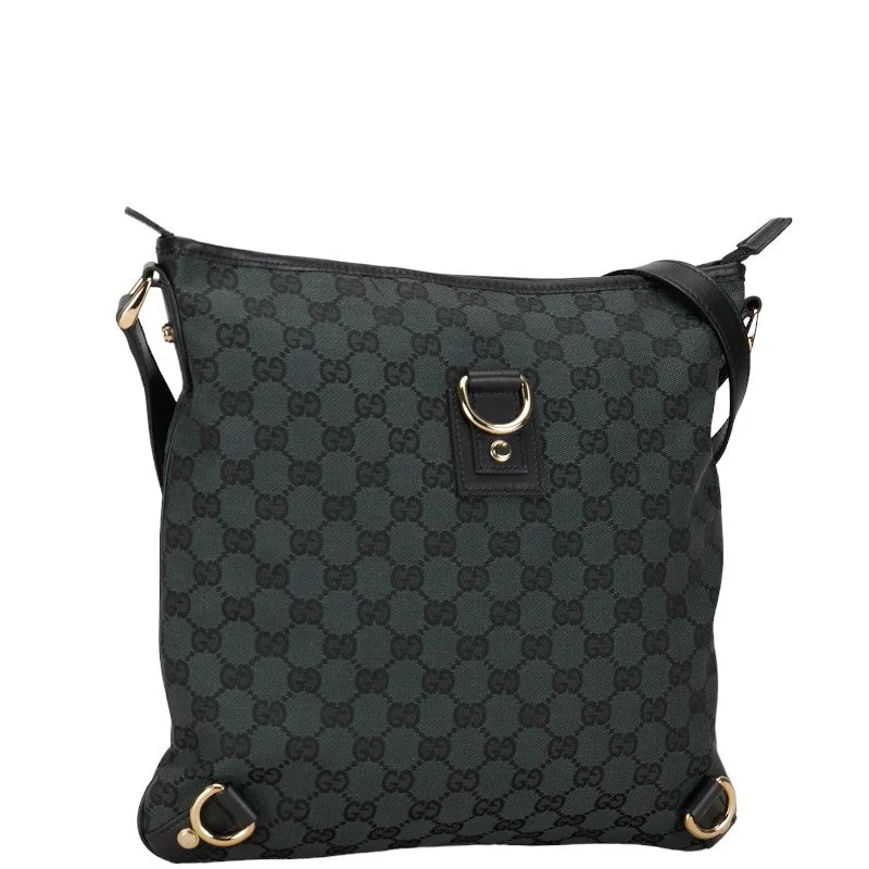 Gucci GG Canvas Abbey Shoulder Bag 272400 Green Black Canvas Leather  Gucci