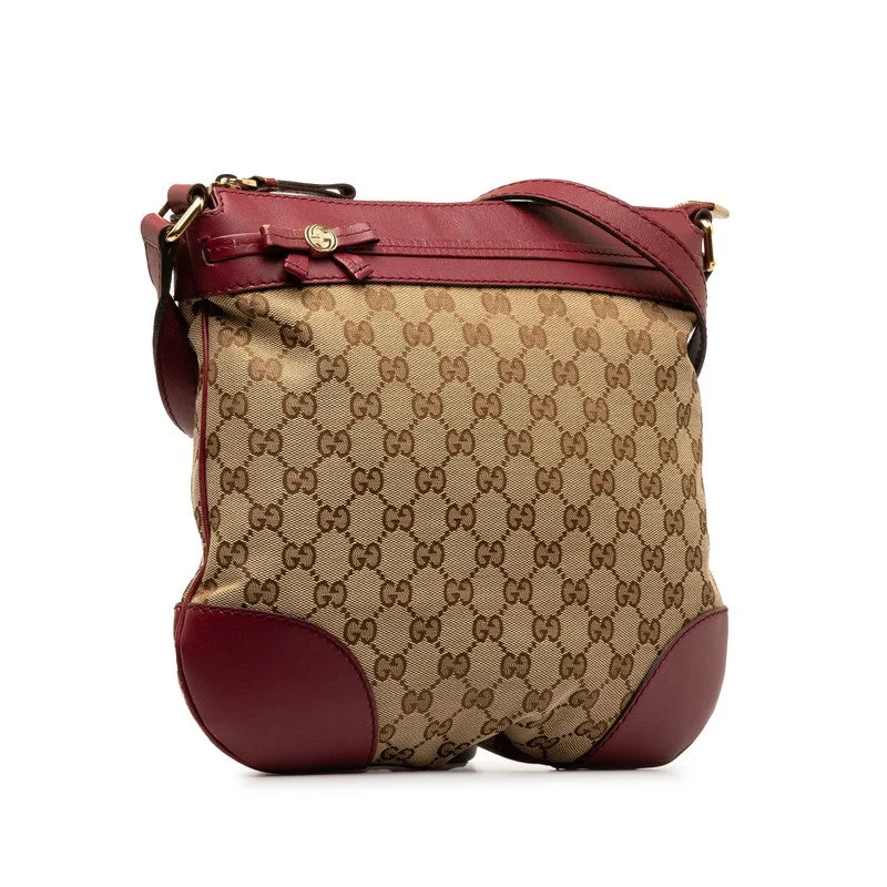 Gucci GG canvas princess sliding shoulder bag 257065 beige wine red leather canvas ladies Gucci