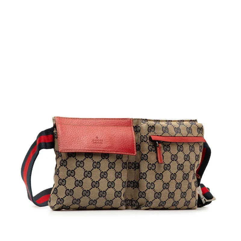 Gucci GG canvas sherry line west bag body bag shoulder bag 28566 beige red canvas leather ladies Gucci