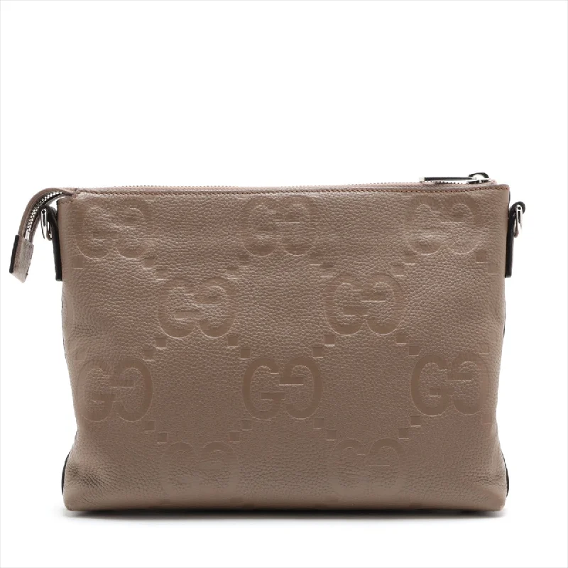 Gucci GG Embos Leather Shoulder Bag Beige 696009