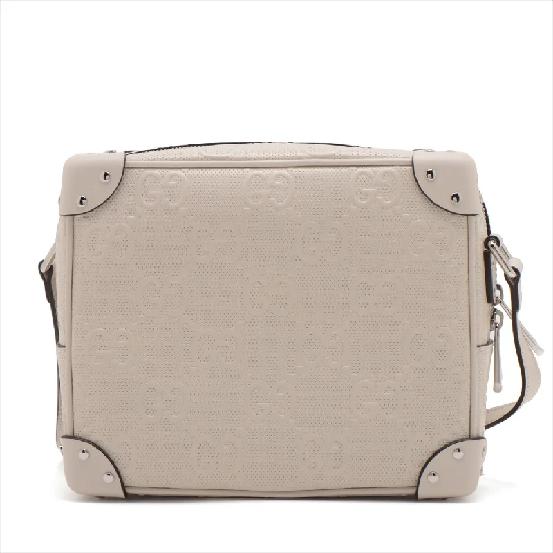 Gucci GG Embos Leather Shoulder Bag White 626363