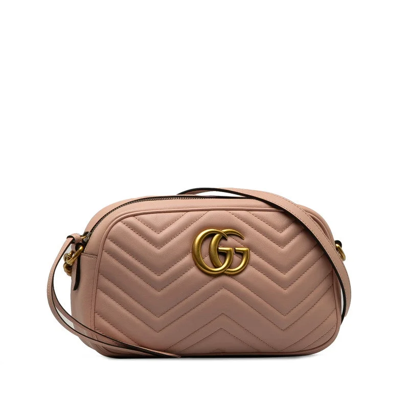 Gucci GG Marmont  Chain Shoulder Bag 447632 Pink Leather  Gucci