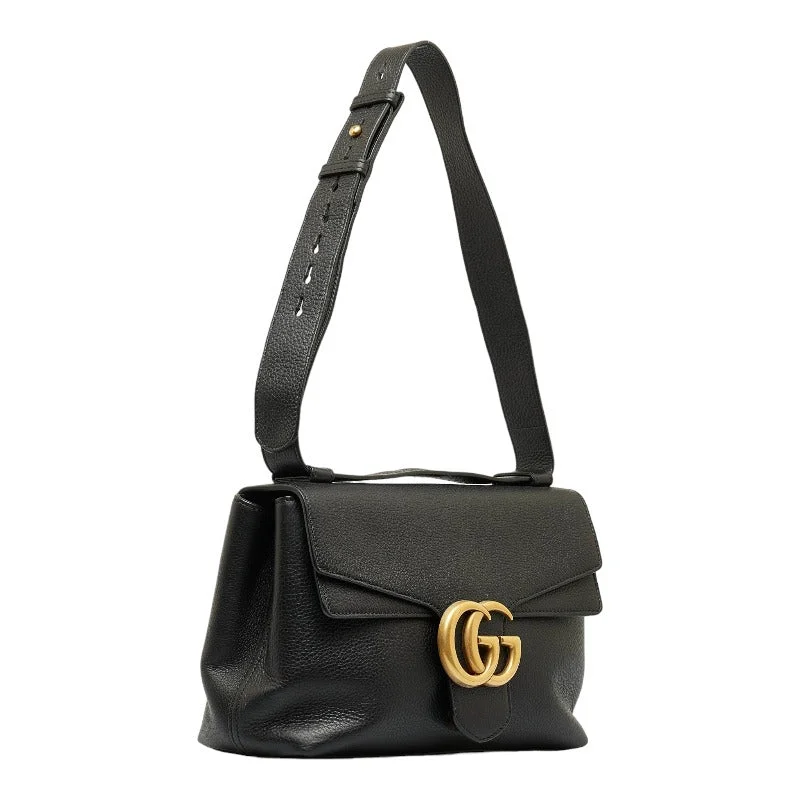 Gucci GG Marmont G  Pulled Shoulder Bag 401173 Black Leather  Gucci