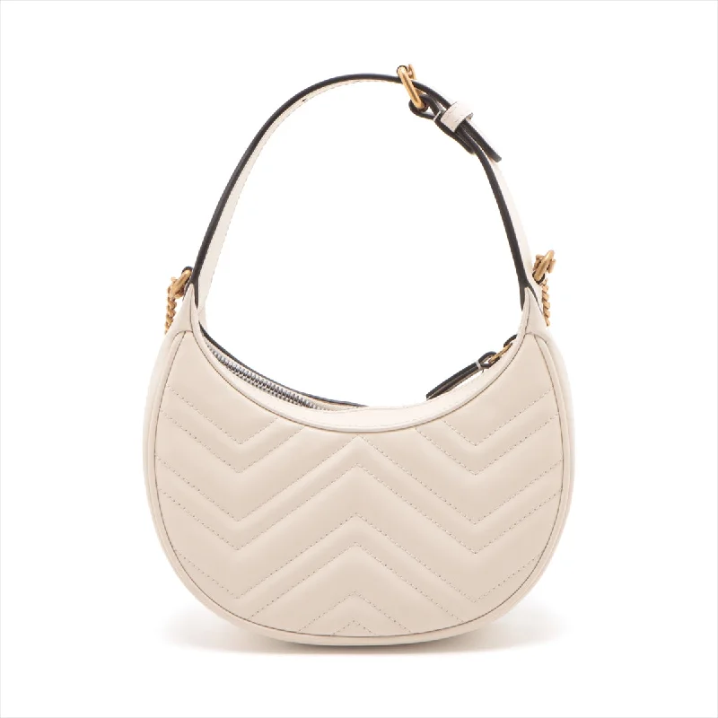 Gucci GG Marmont Leather 2WAY Shoulder Bag White 699514