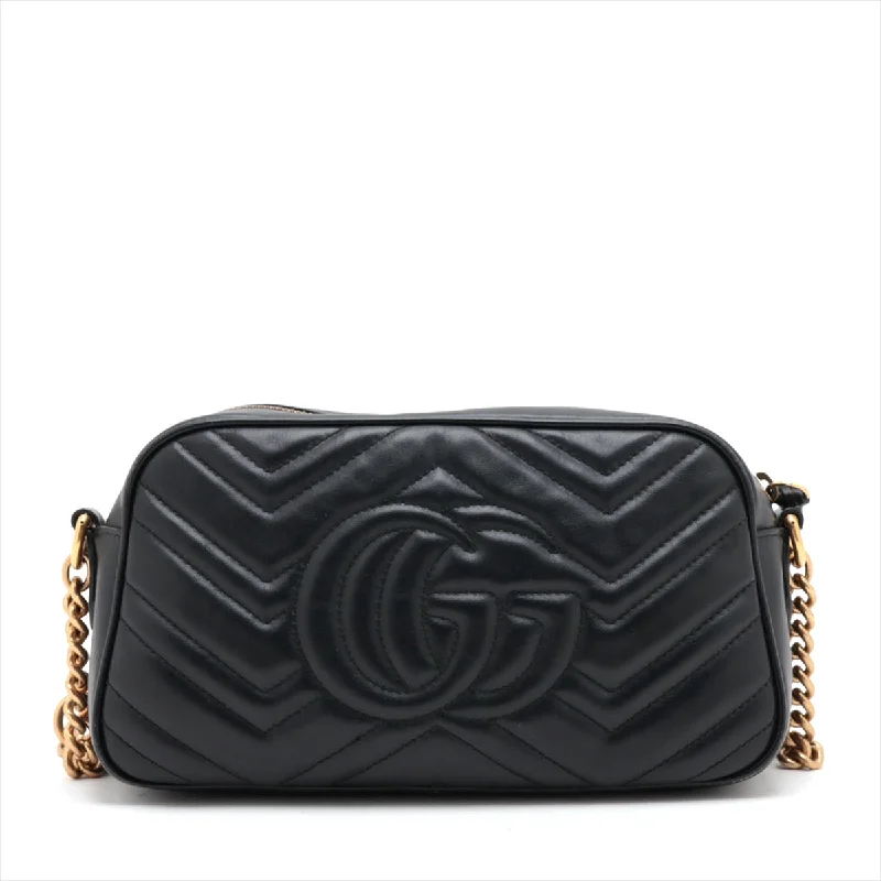 Gucci GG Marmont Leather Chain Shoulder Bag Black 447632