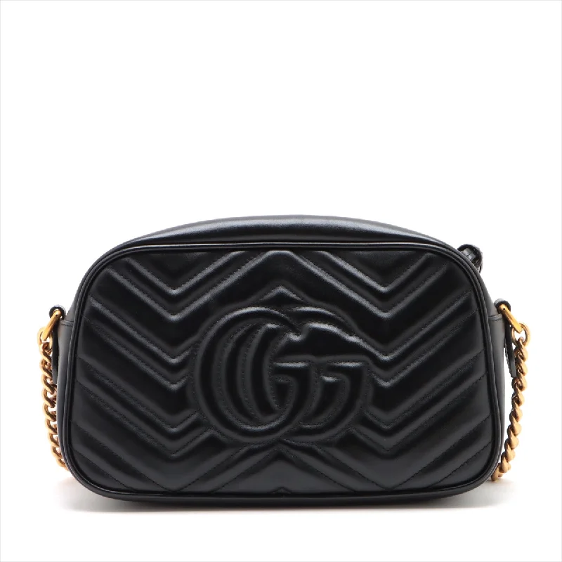 Gucci GG Marmont Leather Chain Shoulder Bag Black 447632