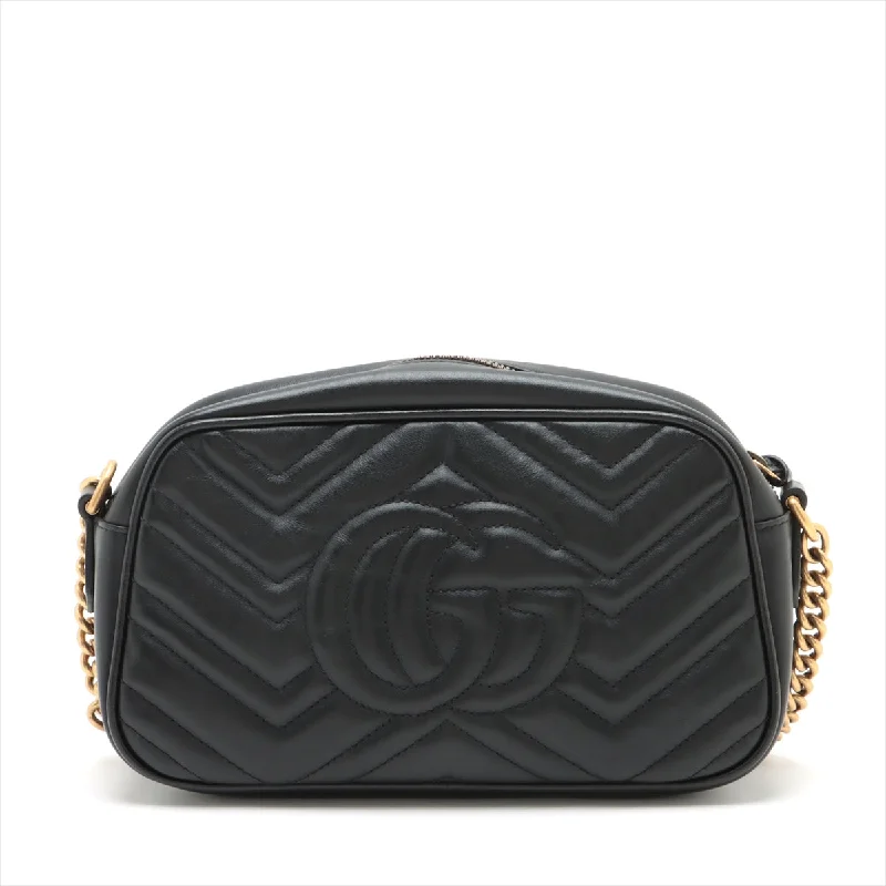 Gucci GG Marmont Leather Chain Shoulder Bag Black 447632