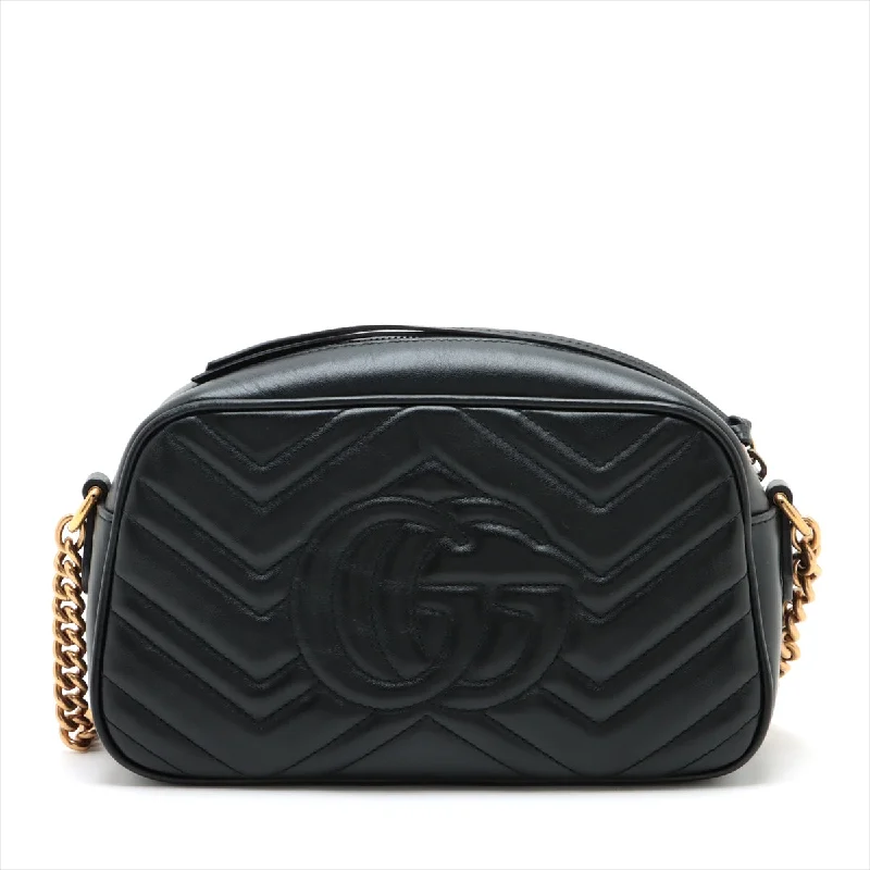 Gucci GG Marmont Leather Chain Shoulder Bag Black 447632