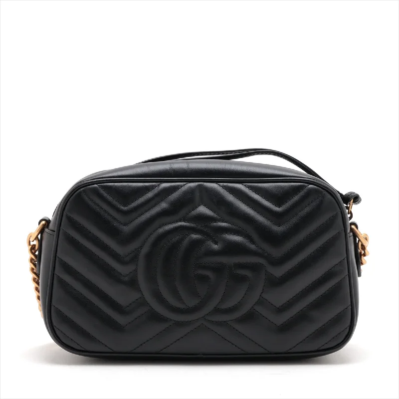 Gucci GG Marmont Leather Chain Shoulder Bag Black