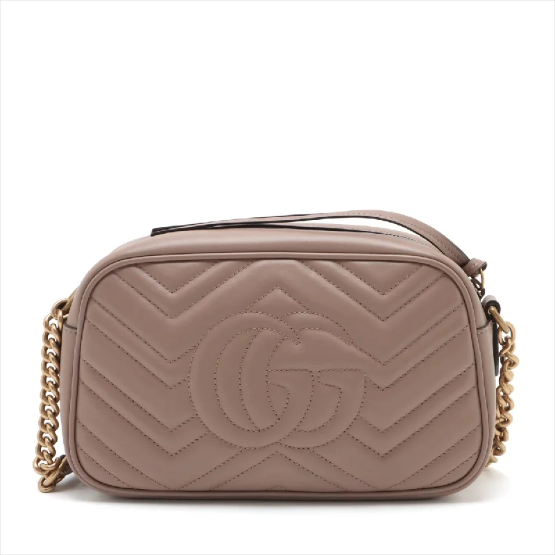 Gucci GG Marmont Leather Chain Shoulder Bag Pink Beige 447632