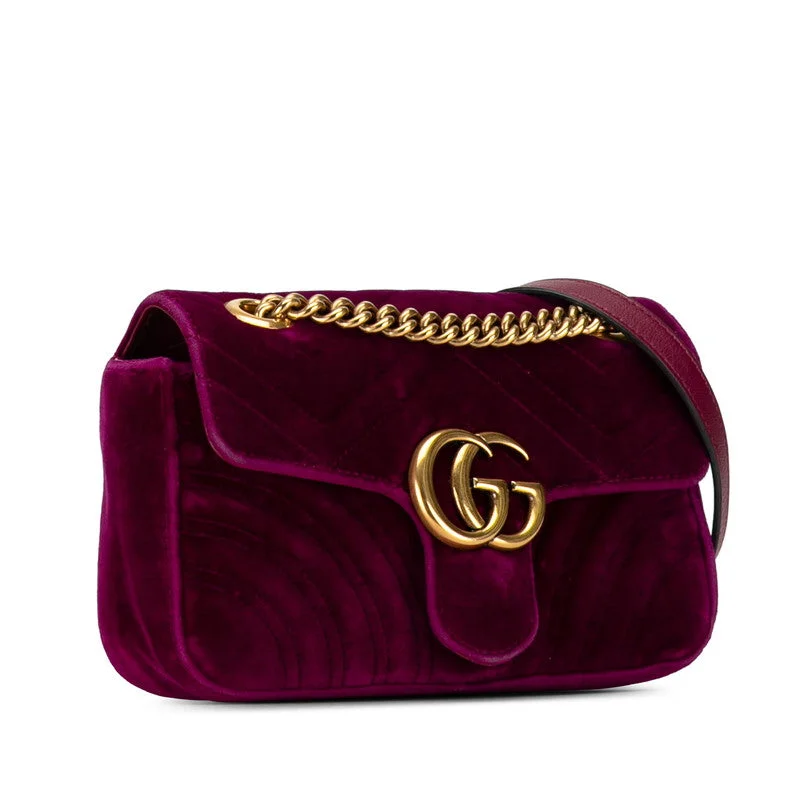 Gucci GG Marmont  Mini Chain Shoulder Bag 446744 Pearl Belbet Leather  Gucci