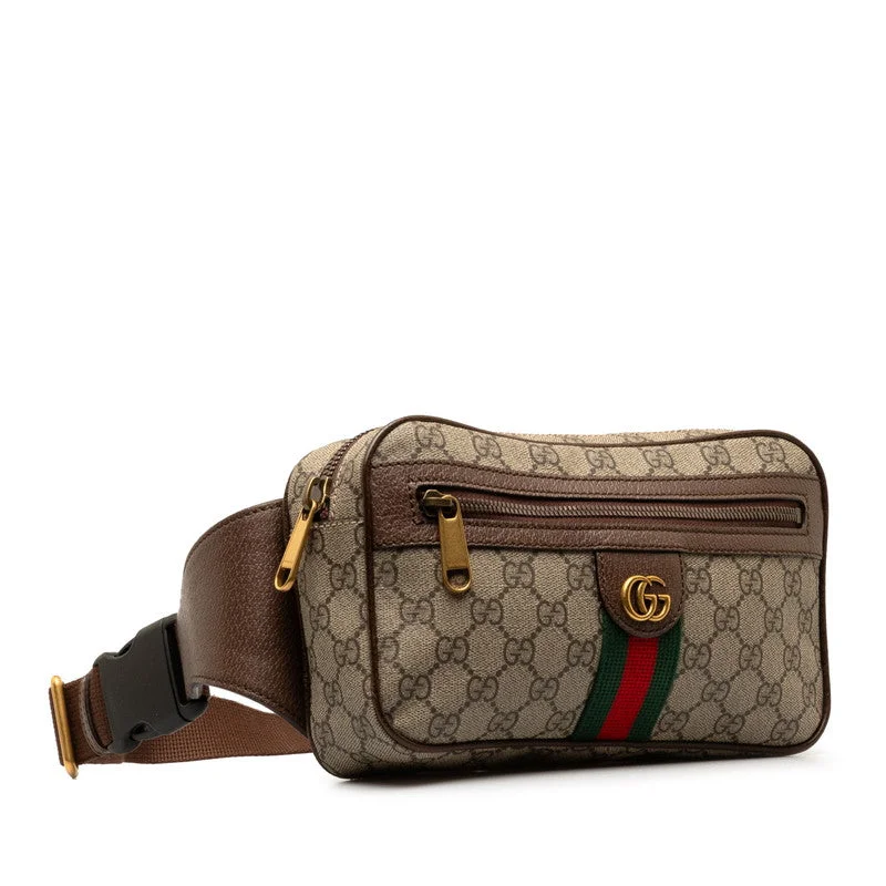 Gucci GG Supreme Ophidia Body Bag Waist Bag Shoulder Bag 574796 Beige Brown PVC Leather  Gucci