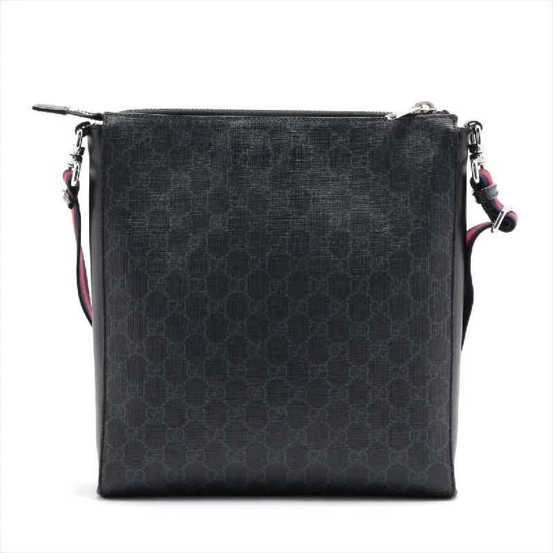 Gucci GG Supreme PVC Leather Shoulder Bag Black 474137