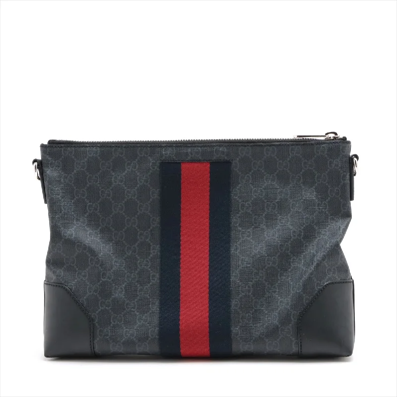 Gucci GG Supreme Shoulder Bag Black 474139