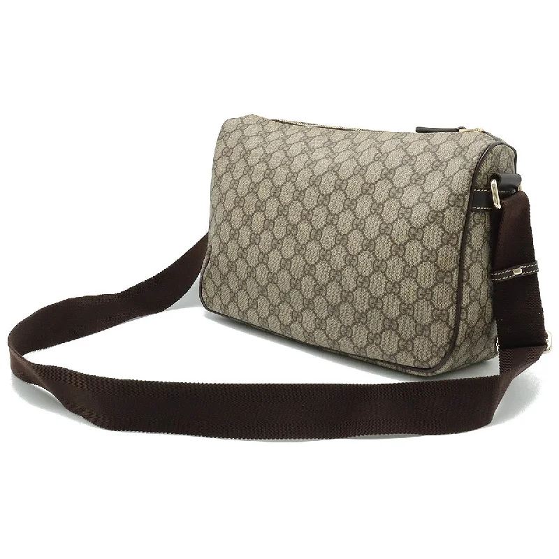 GUCCI Gucci GG Spring GG Plus Shoulder Bag Pulled PVC Leather Carquibbean Tea Dark Brown Silver  246881 Blumin