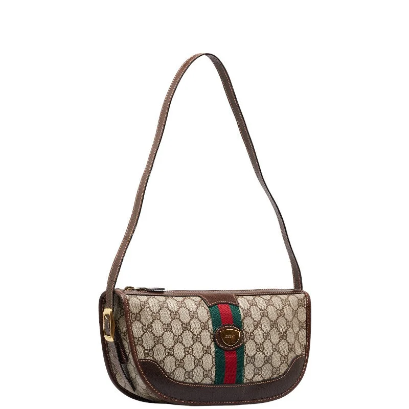 Gucci  Gucci GG Supreme Sy Line  Shoulder Bag Brown Beige PVC Leather  Gucci Gucci