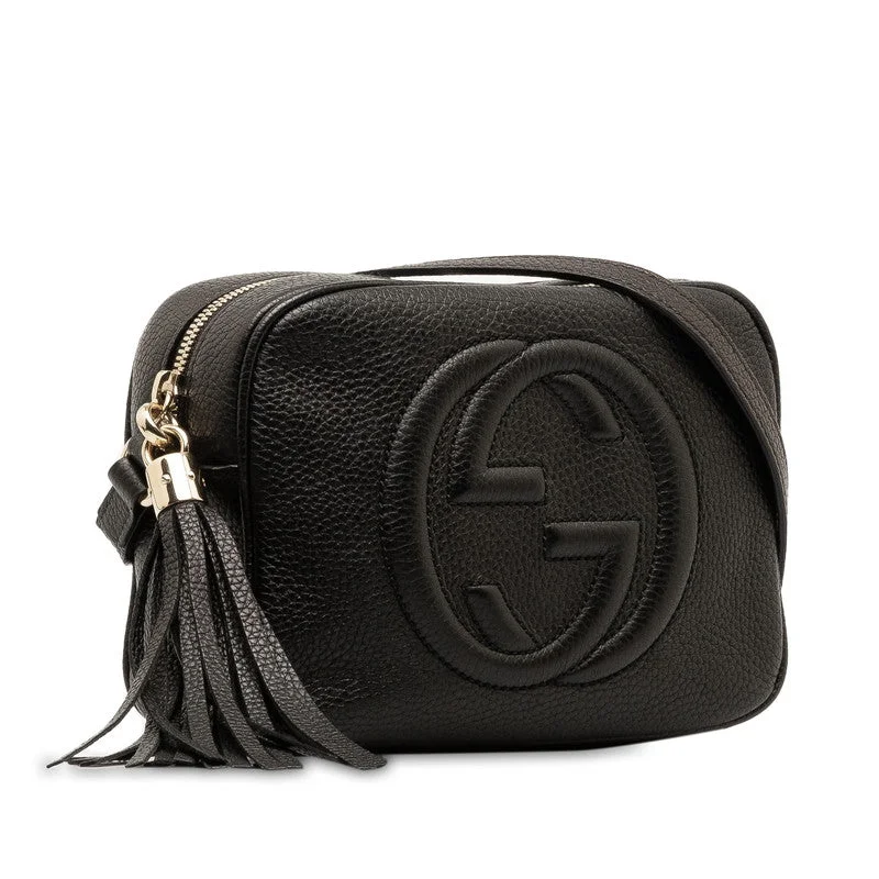 Gucci Interlocking G Soho Small Dialo Tassel  Shoulder Bag 308364 Black Leather  Gucci