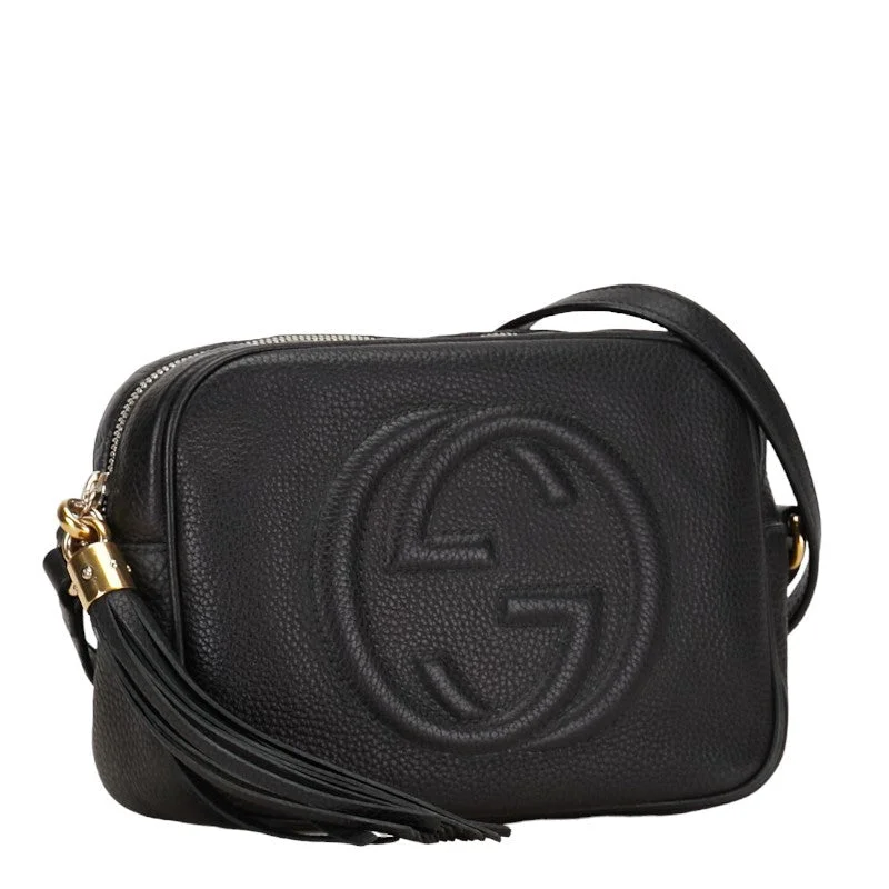 Gucci Interlocking G Soho Tassel Small Dialo  Shoulder Bag 308364 Black Leather  Gucci Ginxian Gucci Ginxian