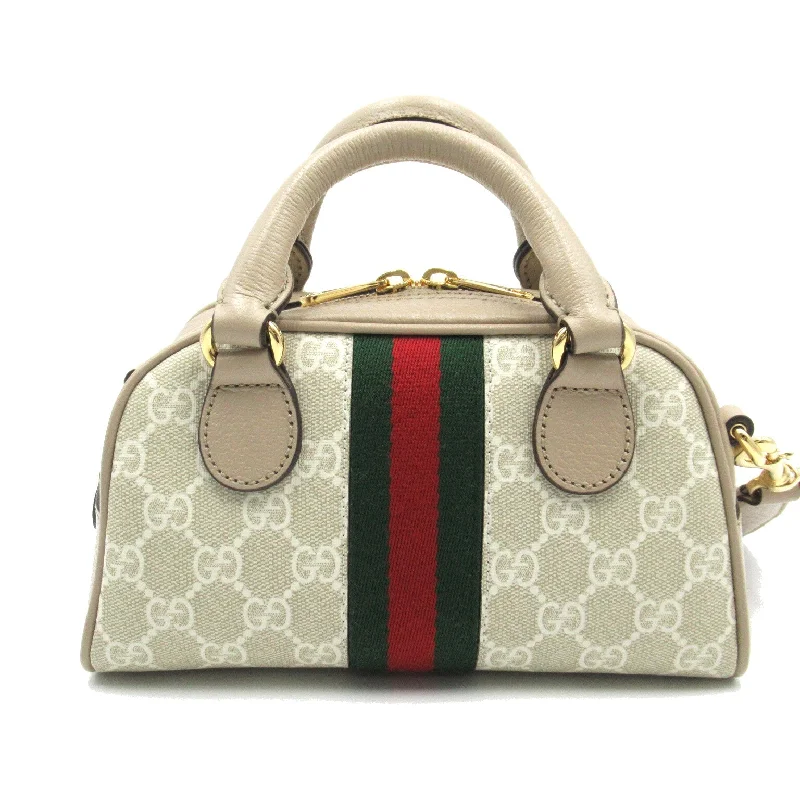 Gucci Ophidia GG 2w Shoulder Bag PVC Coated Canvas  Beige 724606