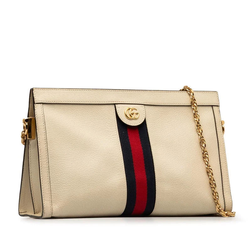 Gucci Ophidia GG Medium Chain Shoulder Bag 503876 White  Leather  Gucci