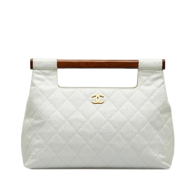 Chanel Quilted Caviar Wood Handle Tote Bag (SHG-McC69J)