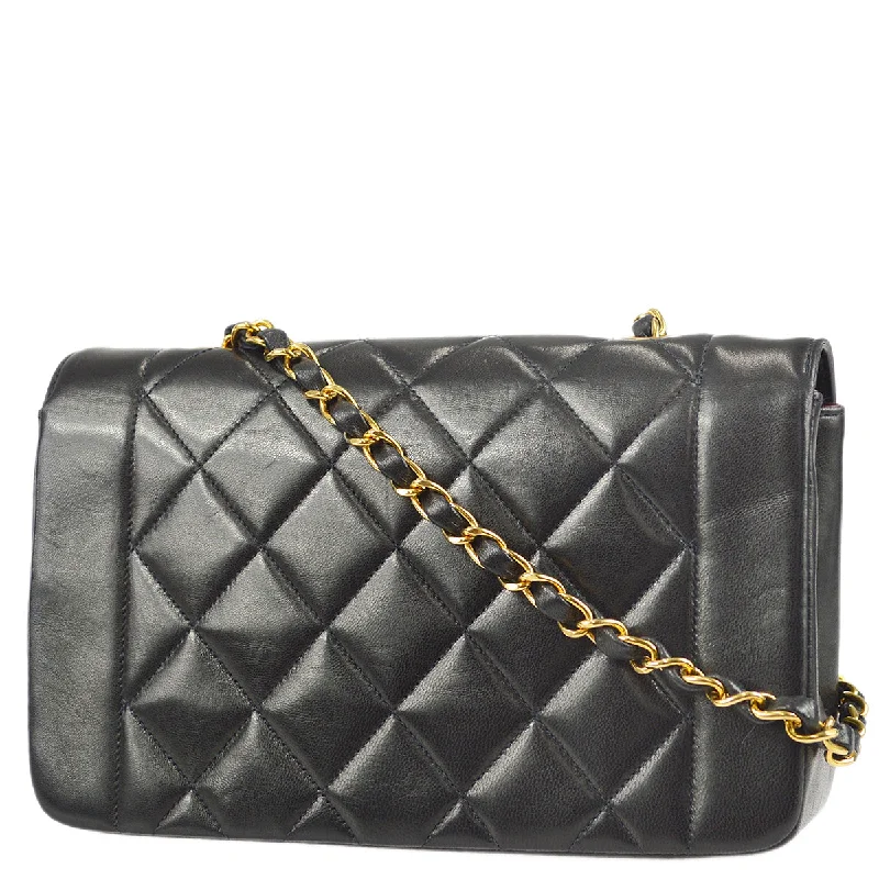 Chanel * 1994-1996 Small Diana Chain Shoulder Bag Black Lambskin