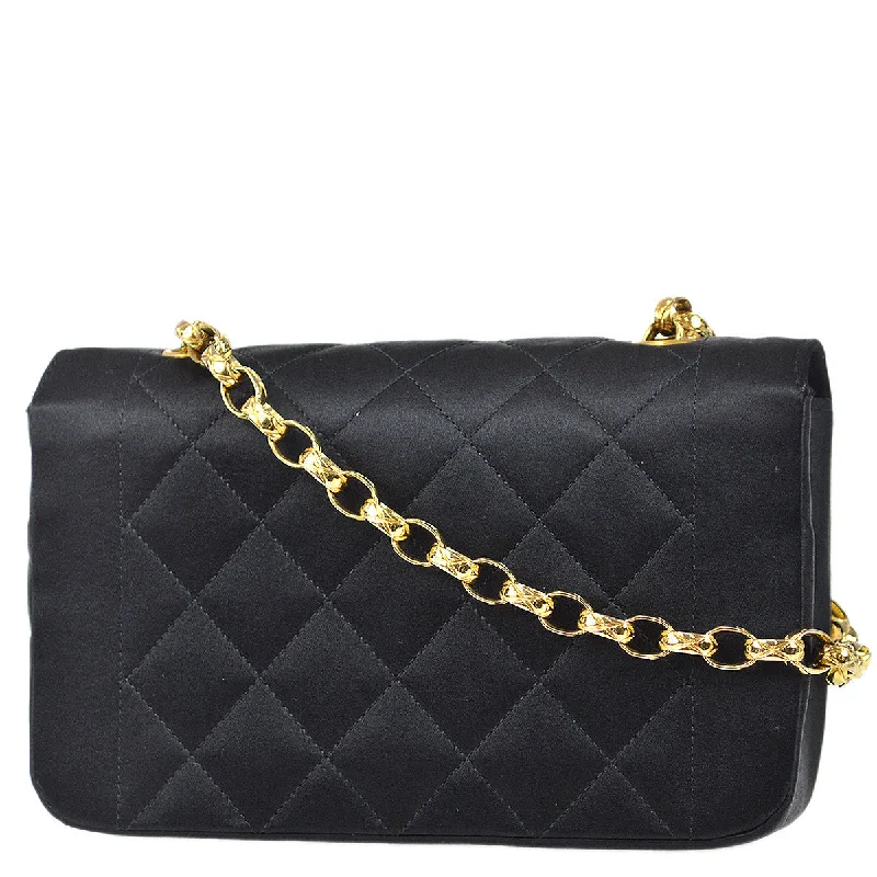 Chanel 1989-1991 Diana Flap Bag Mini Black Satin