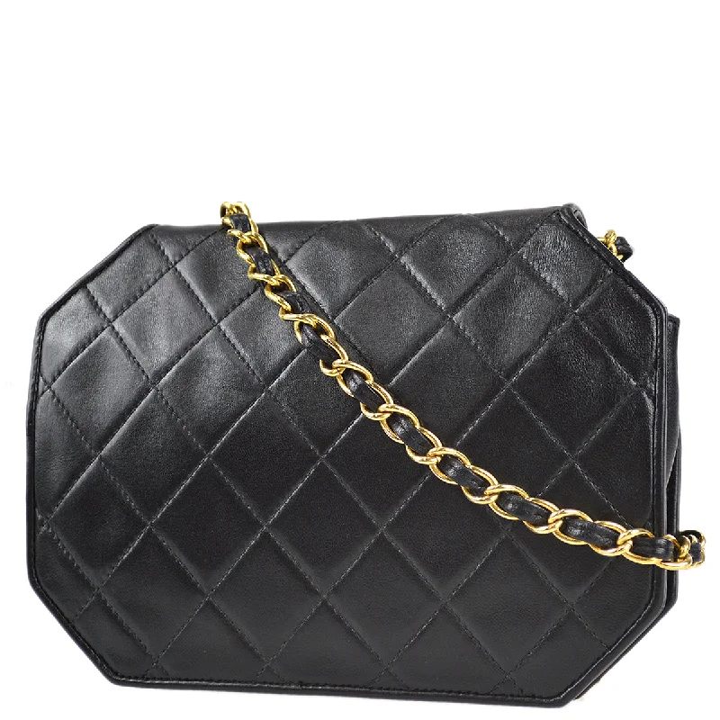 Chanel 1989-1991 Octagonal Flap Bag Mini Black Lambskin