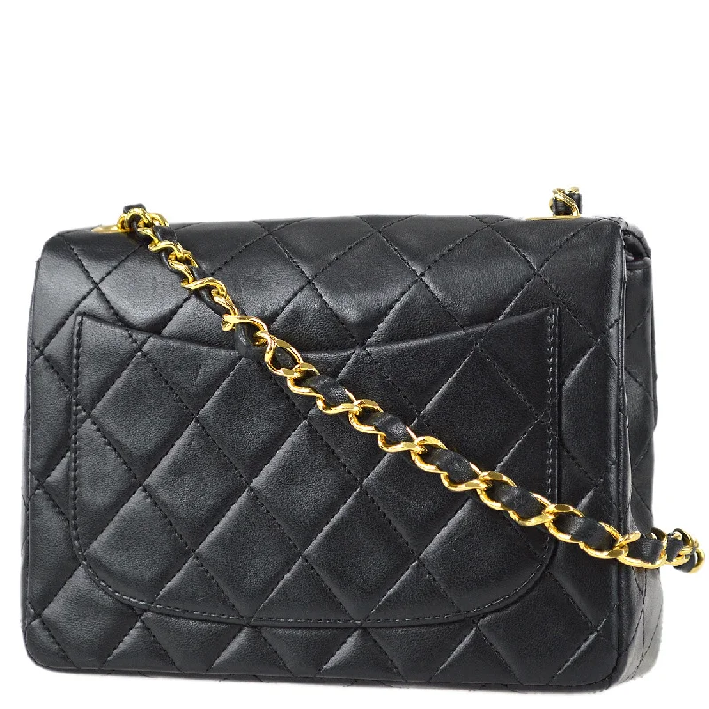 Chanel 1989-1991 Black Lambskin Mini Square Flap Bag 17