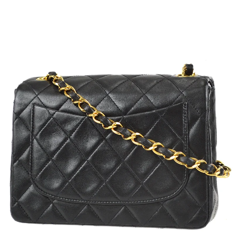 Chanel 1991-1994 Black Lambskin Mini Square Flap Bag 17