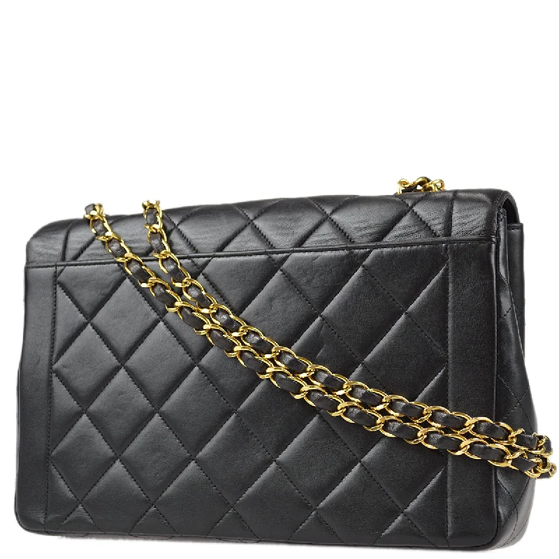 Chanel 1994-1996 Border Flap Bag Medium Black Lambskin