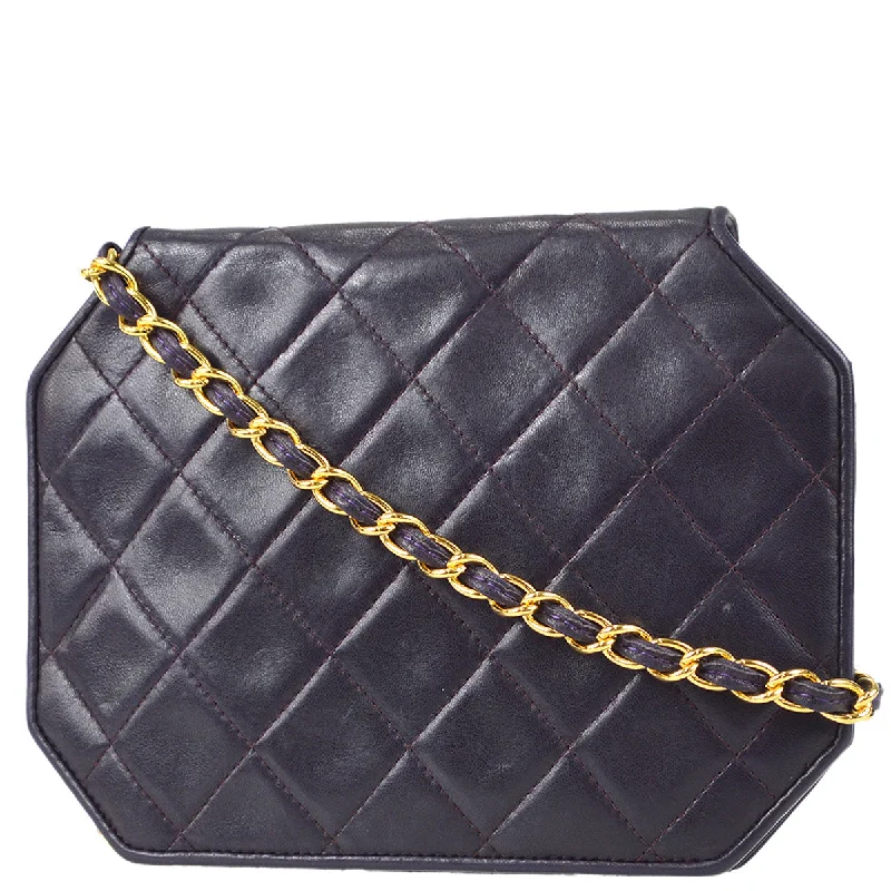 Chanel 1989-1991 Octagon Flap Bag Mini Purple Lambskin