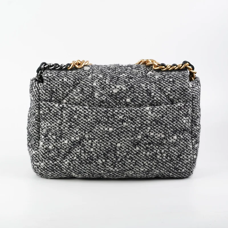 Chanel 19 Tweed Medium/Large Flap Bag Grey/Black