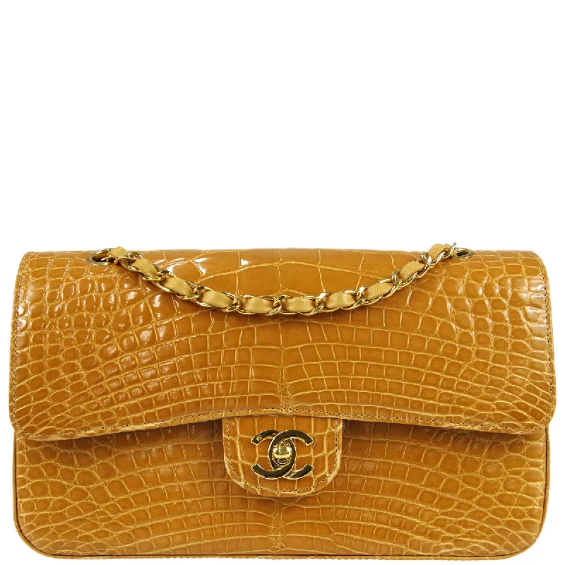 Chanel Classic Double Flap Medium Shoulder Bag Brown Crocodile