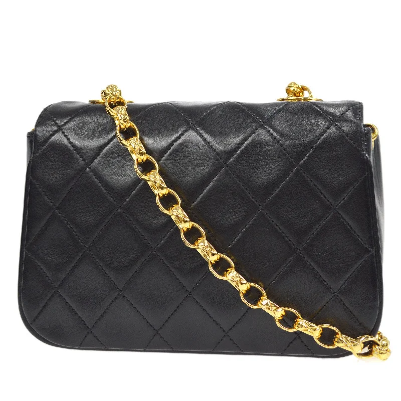 CHANEL 1994-1996 Round Flap Bag Mini Black Lambskin