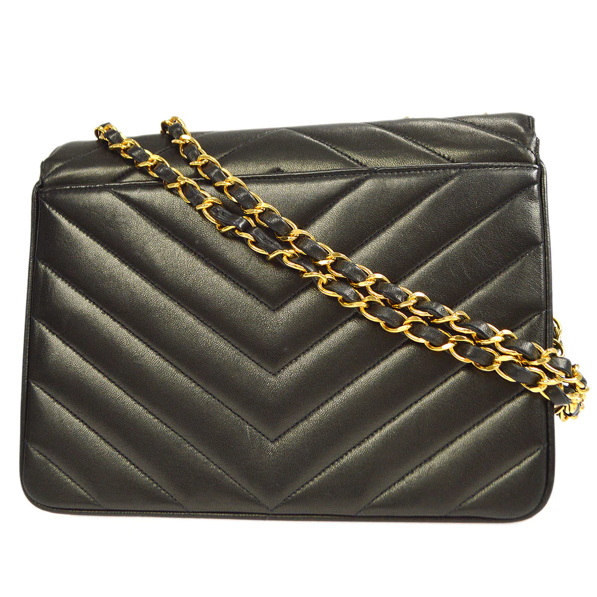 CHANEL 1991-1994 Vertical Chevron Letter Flap Bag Small