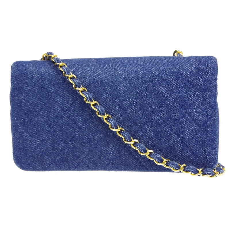 CHANEL * Full Flap Chain Shoulder Bag Indigo Denim