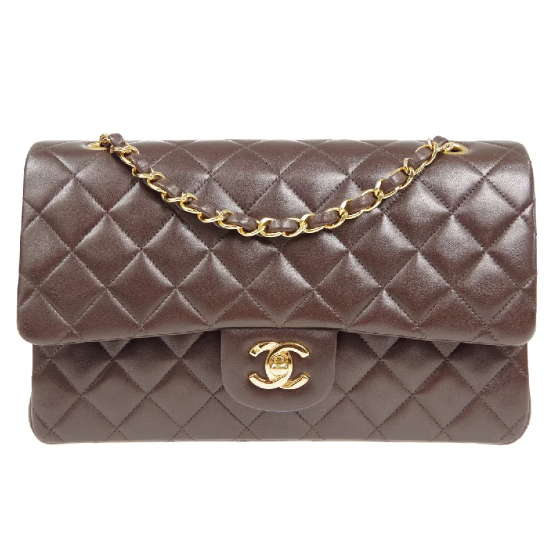 CHANEL * Classic Double Flap Medium Shoulder Bag Brown Lambskin