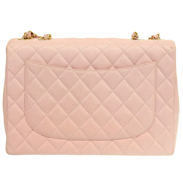 CHANEL Around 2001 Made Classic Flap Chain Bag Jumbo Baby Pink