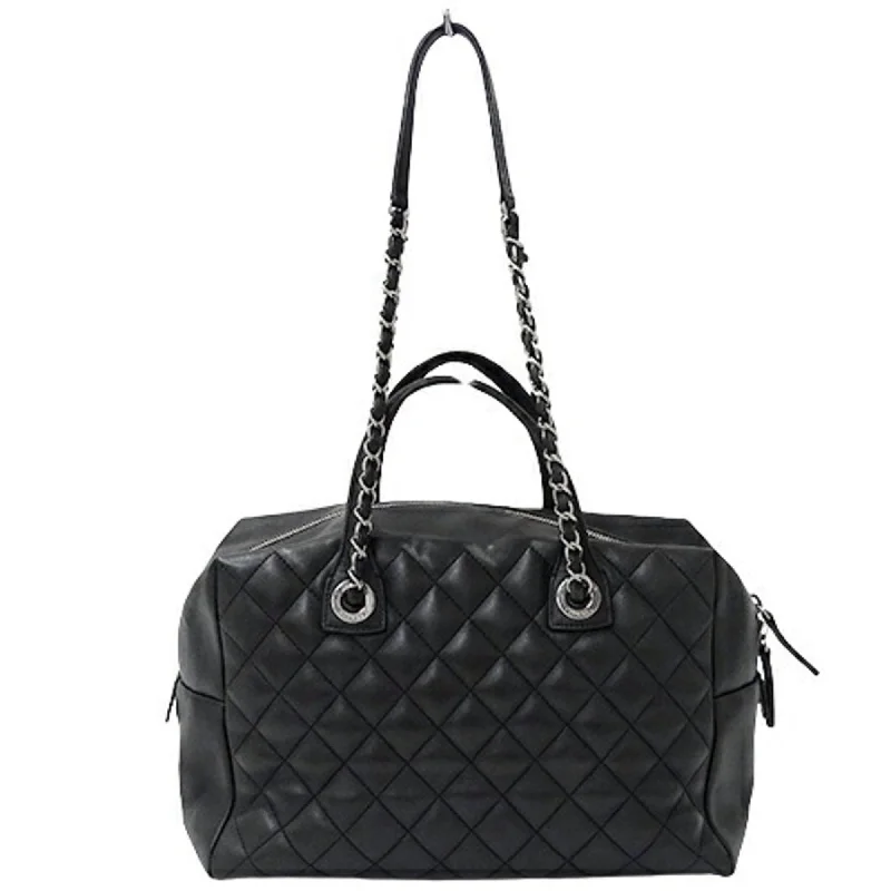 CHANEL bag matelasse lady's tote handbag 2way leather black