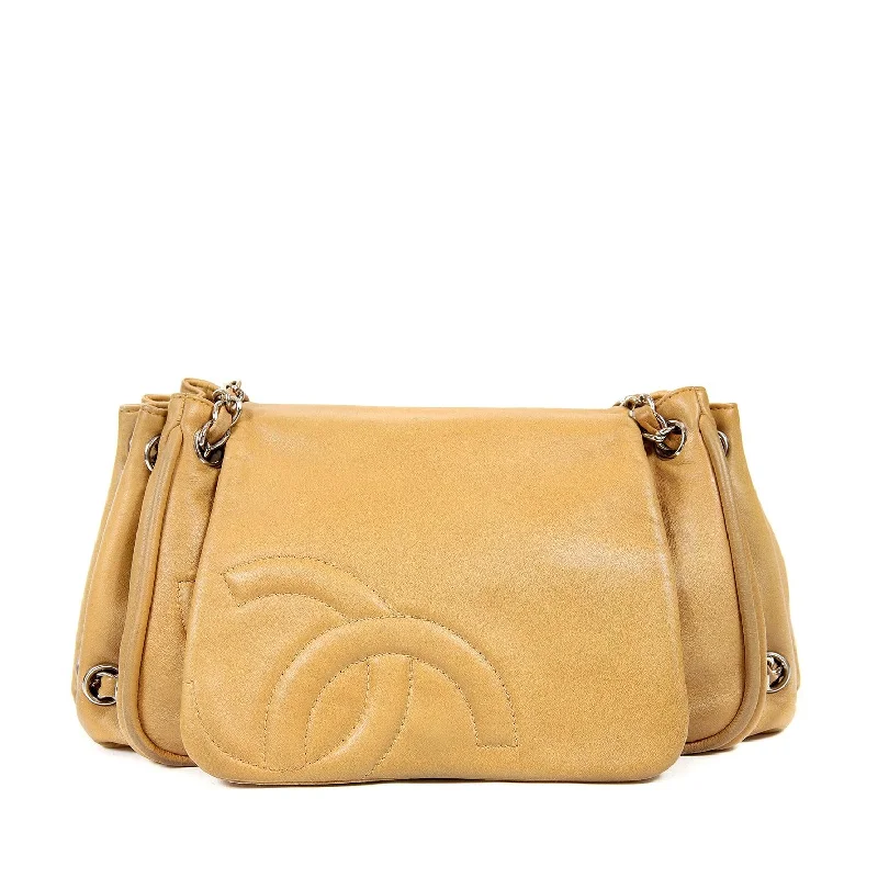 Chanel Beige Leather Accordion Flap Bag