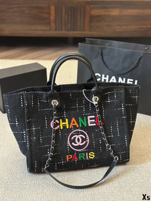 CHANEL Canvas Shopping Bag Shoulder Bag