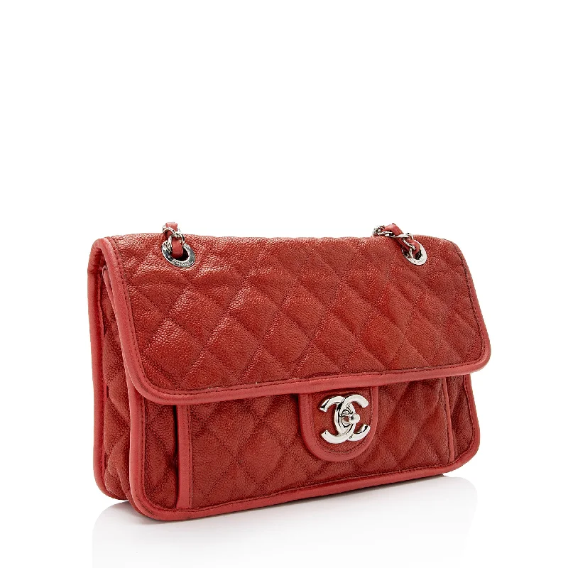 Chanel Caviar Leather French Riviera Medium Flap Bag (TWwhBI)