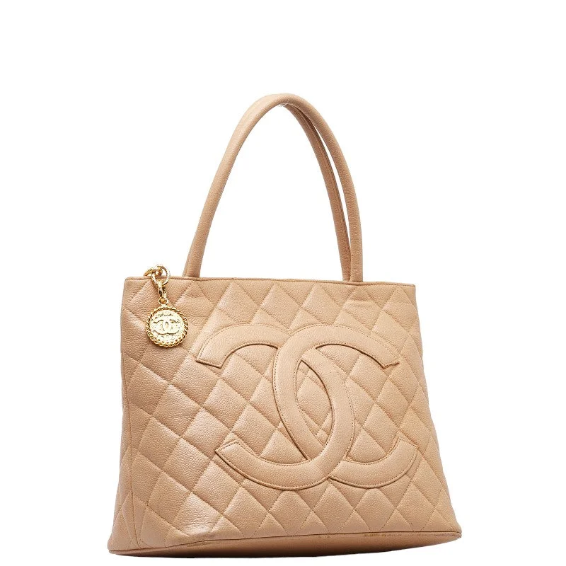 Chanel Matrases Medallion Coco ed Tote Bag Handbag Beige G Caviar S  CHANEL