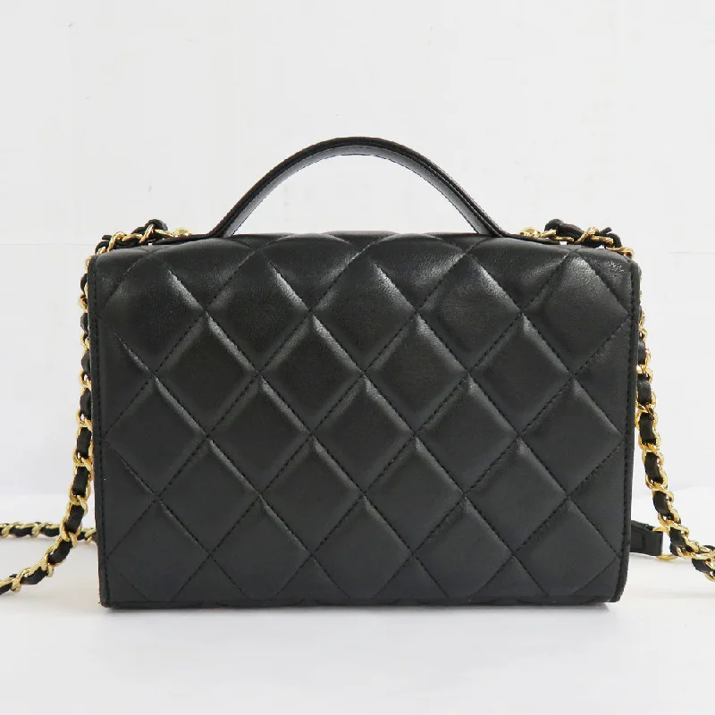 Chanel Top Handle Chain Bag  Black G  Chain S Bag Black Leather