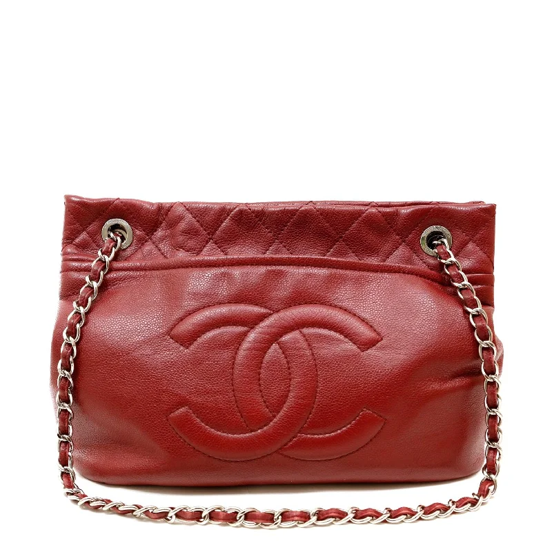 Chanel Red Caviar Leather Tote w/ Silver Hardware