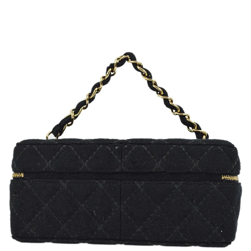 Chanel Black Cotton Wild Stitch Vanity Handbag