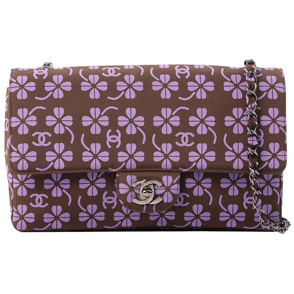 Chanel Around 2000 Made Clover Design Print Turn-Lock Chain Bag Brown/Purple