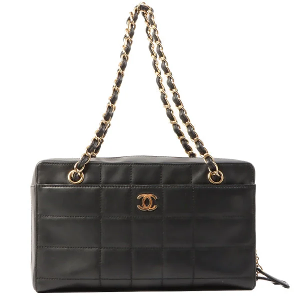 Chanel Around 2001 Made Chocolate Bar Stitch Cc Mark Plate Chain Bag Black