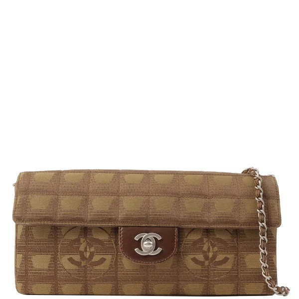 Chanel Around 2002 Made New Travel Nylon Chocolate Bar Turn-Lock Chain Bag Khaki/Brown